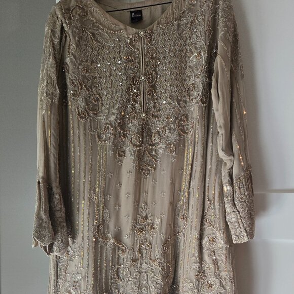 Taupe Sharara Suit - Picture 1 of 6